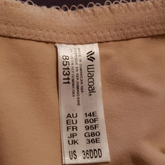 Wacoal Front Closure Bra 36F 36DDD - Picture 8 of 9